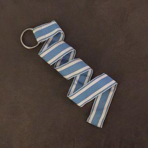 J. Crew blue and white wide ribbon belt.